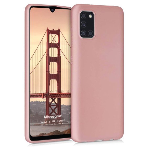 Microsonic Matte Silicone Samsung Galaxy A31 Kılıf Rose Gold