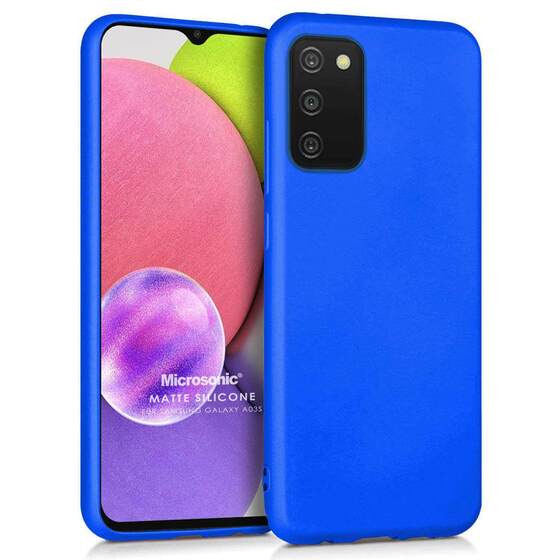 Microsonic Matte Silicone Samsung Galaxy A03s Kılıf Mavi