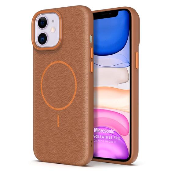 Microsonic Apple iPhone 11 Kılıf MagLeather Pro Kahverengi