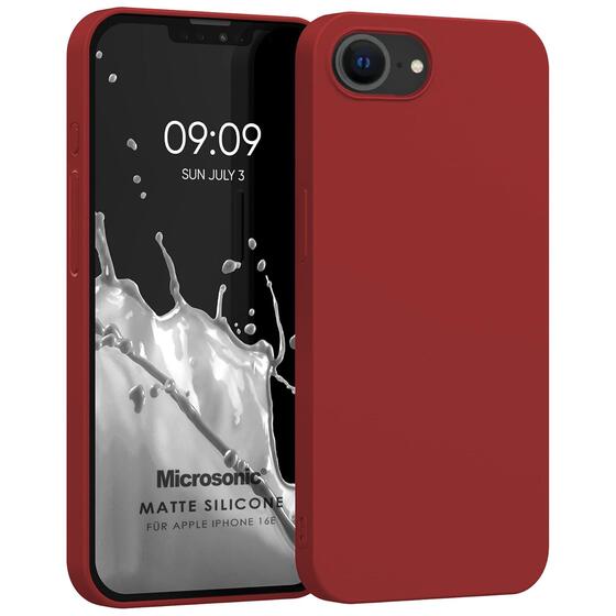 Microsonic Matte Silicone Apple iPhone 16e Kılıf Kırmızı