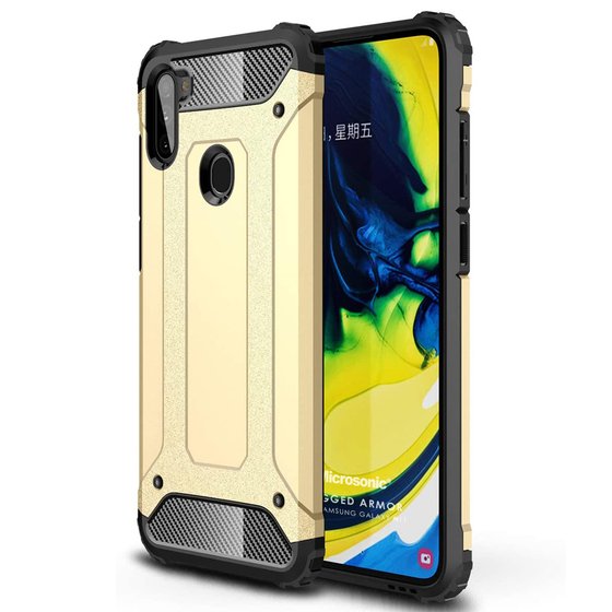 Microsonic Samsung Galaxy M11 Kılıf Rugged Armor Gold