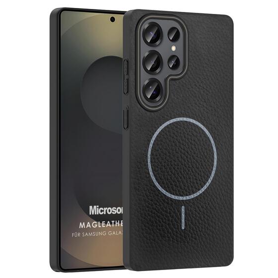 Microsonic Samsung Galaxy S25 Ultra Kılıf MagLeather Pro Siyah