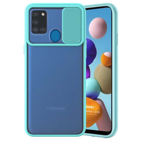 Microsonic Samsung Galaxy A21S Kılıf Slide Camera Lens Protection Turkuaz