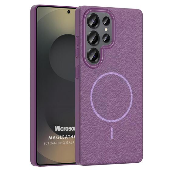 Microsonic Samsung Galaxy S25 Ultra Kılıf MagLeather Pro Lila