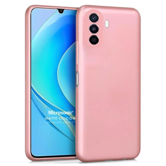 Microsonic Matte Silicone Huawei Nova Y70 Kılıf Rose Gold