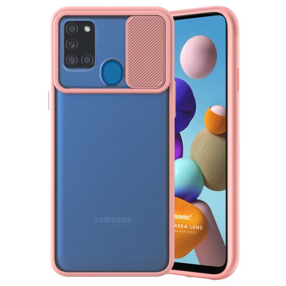 Microsonic Samsung Galaxy A21S Kılıf Slide Camera Lens Protection Pembe