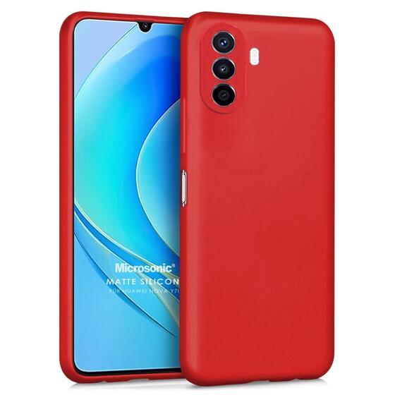 Microsonic Matte Silicone Huawei Nova Y70 Kılıf Kırmızı