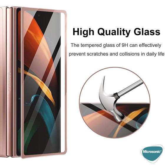 Microsonic Samsung Galaxy Z Fold 2 Ön + Arka Tam Kaplayan Temperli Cam Ekran Koruyucu Siyah