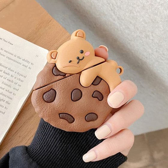 Microsonic AirPods 1. Nesil / 2. Nesil Kılıf Cartoon Figürlü Silikon Cookie Bear