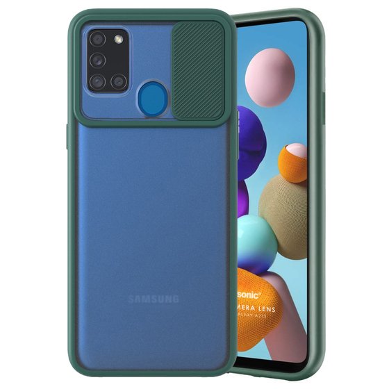 Microsonic Samsung Galaxy A21S Kılıf Slide Camera Lens Protection Koyu Yeşil