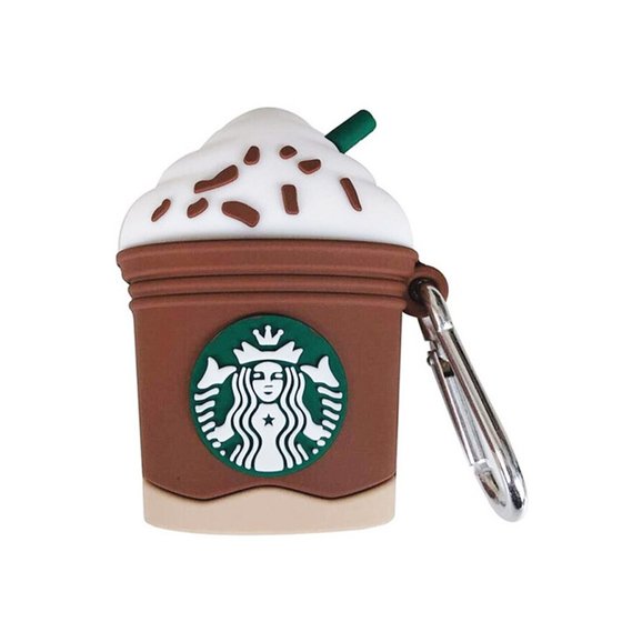 Microsonic AirPods 1. Nesil / 2. Nesil Kılıf Cartoon Figürlü Silikon Starbucks Kahverengi