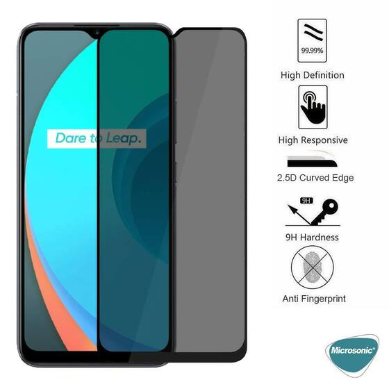 Microsonic Realme C11 Privacy 5D Gizlilik Filtreli Cam Ekran Koruyucu Siyah