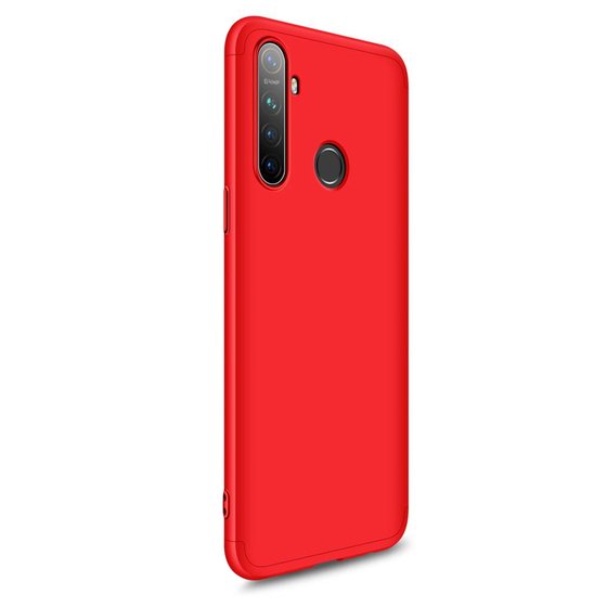 Microsonic Realme 5 Kılıf Double Dip 360 Protective Kırmızı