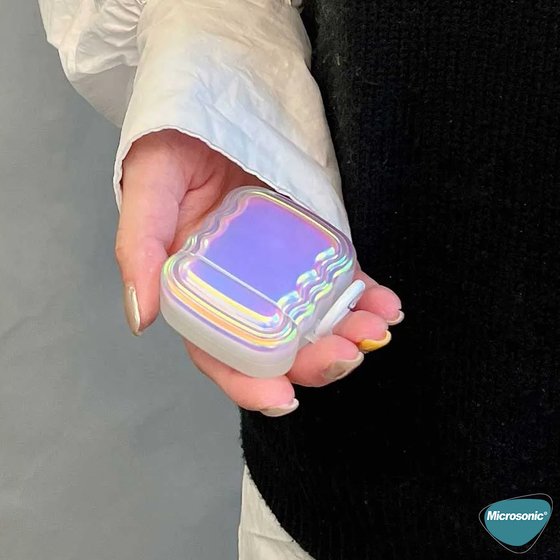 Microsonic Airpods 4.Nesil / ANC Kılıf Zigzag Hologram Çok Renkli