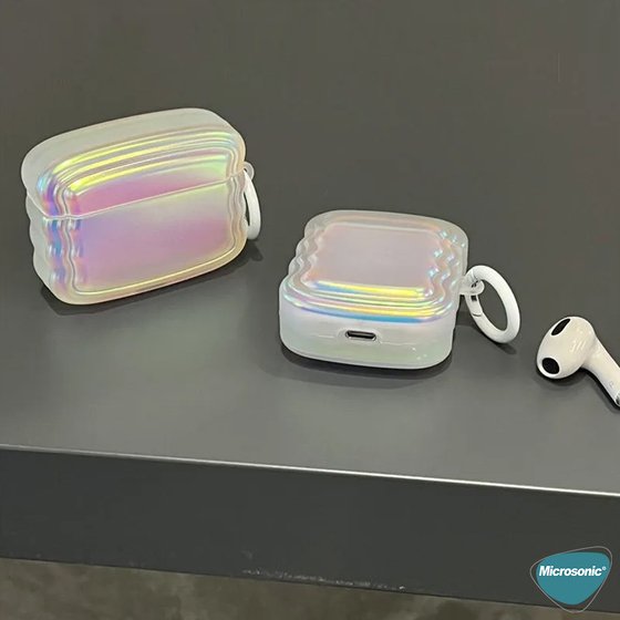 Microsonic Airpods 4.Nesil / ANC Kılıf Zigzag Hologram Çok Renkli