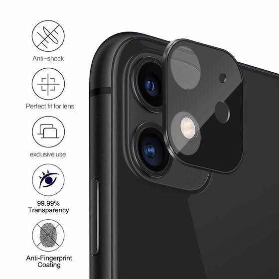 Microsonic Apple iPhone 11 (6.1'') Kamera Lens Koruma Camı V2 Siyah