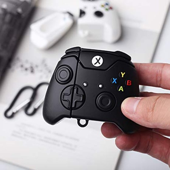 Microsonic AirPods 1. Nesil / 2. Nesil Kılıf Cartoon Figürlü Silikon Xbox Gamepad Siyah