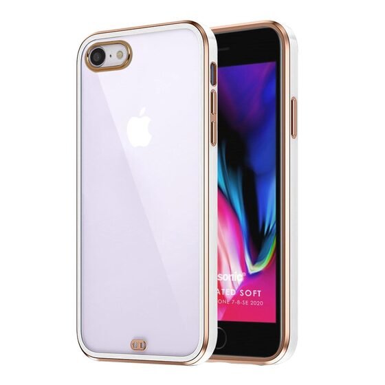 Microsonic Apple iPhone SE 2022 Kılıf Laser Plated Soft Beyaz