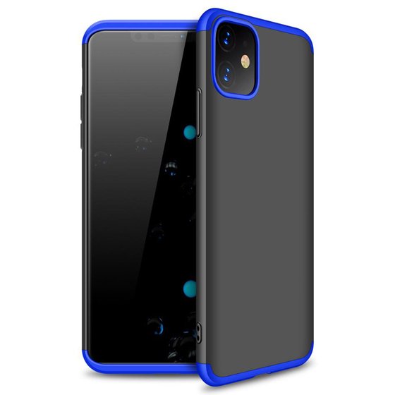 Microsonic Apple iPhone 11 (6.1'') Kılıf Double Dip 360 Protective Siyah Mavi