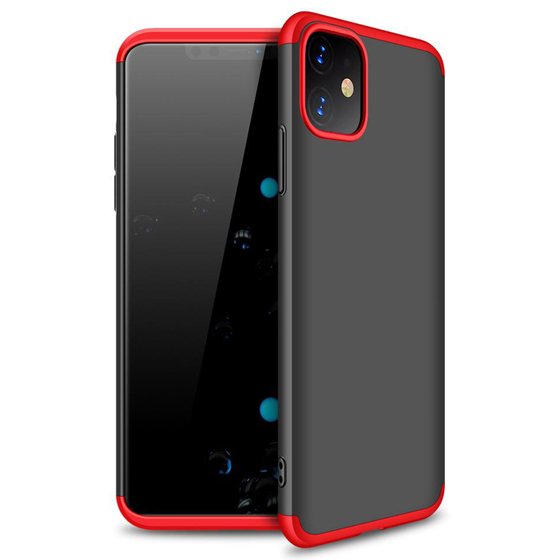 Microsonic Apple iPhone 11 (6.1'') Kılıf Double Dip 360 Protective Siyah Kırmızı