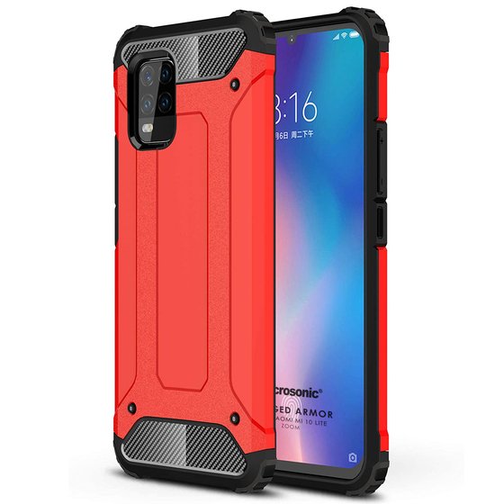 Microsonic Xiaomi Mi 10 Lite Zoom Kılıf Rugged Armor Kırmızı