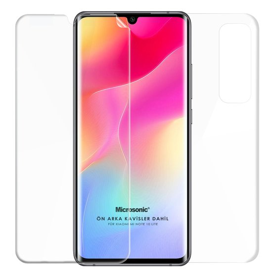 Microsonic Xiaomi Mi Note 10 Lite Ön + Arka Kavisler Dahil Tam Ekran Kaplayıcı Film