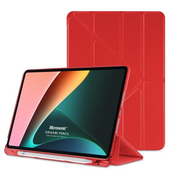 Microsonic Xiaomi Redmi Pad SE 8.7 Kılıf Origami Pencil Kırmızı