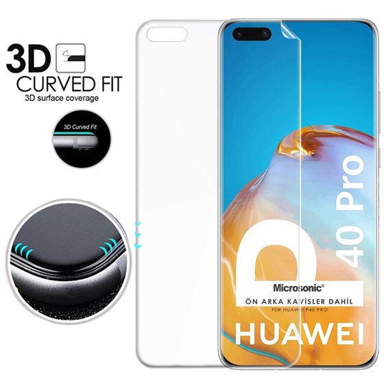 Microsonic Huawei P40 Pro Ön + Arka Kavisler Dahil Tam Ekran Kaplayıcı Film