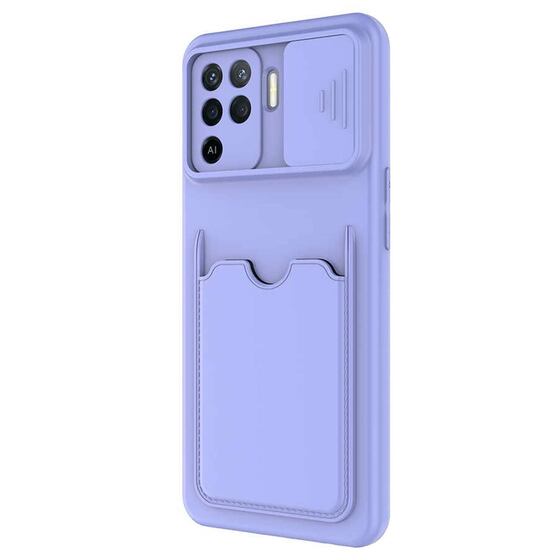 Microsonic Oppo Reno 5 Lite Kılıf Inside Card Slot Lila