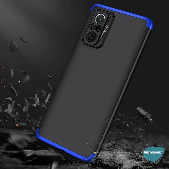 Microsonic Xiaomi Redmi Note 10 Pro Kılıf Double Dip 360 Protective Siyah Kırmızı