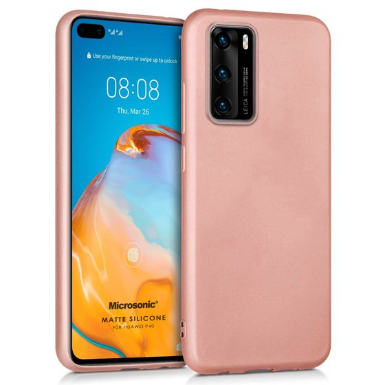 Microsonic Matte Silicone Huawei P40 Kılıf Rose Gold