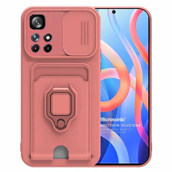 Microsonic Xiaomi Redmi Note 11T Kılıf Multifunction Silicone Pembe