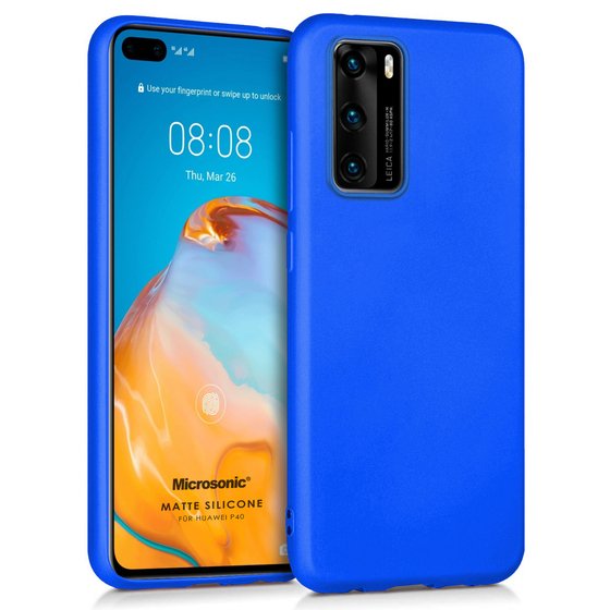 Microsonic Matte Silicone Huawei P40 Kılıf Mavi