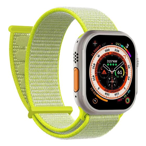 Microsonic Apple Watch Series 10 42mm Hasırlı Kordon Woven Sarı