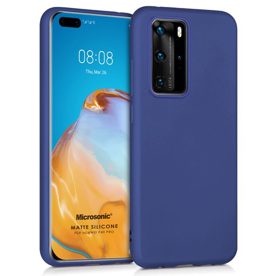 Microsonic Matte Silicone Huawei P40 Pro Kılıf Lacivert