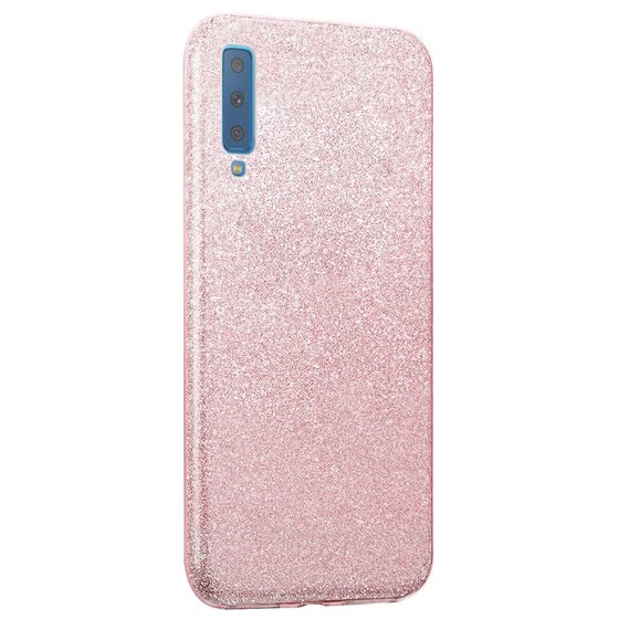 Microsonic Samsung Galaxy A7 2018 Kılıf Sparkle Shiny Rose Gold