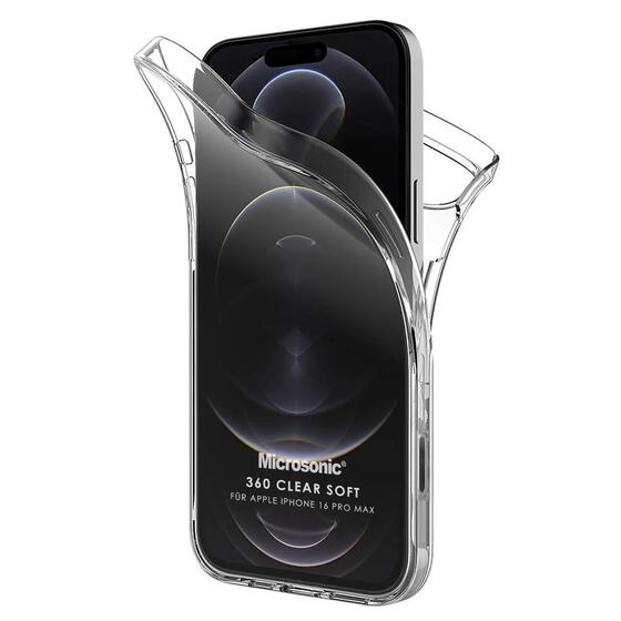Microsonic Apple iPhone 16 Pro Max Kılıf 6 Tarafı Tam Full Koruma 360 Clear Soft Şeffaf
