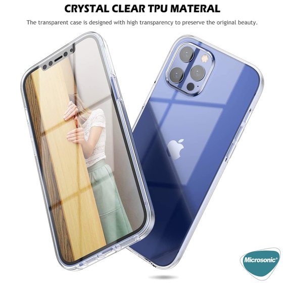 Microsonic Apple iPhone 16 Pro Max Kılıf 6 Tarafı Tam Full Koruma 360 Clear Soft Şeffaf