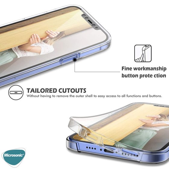 Microsonic Apple iPhone 16 Plus Kılıf 6 Tarafı Tam Full Koruma 360 Clear Soft Şeffaf