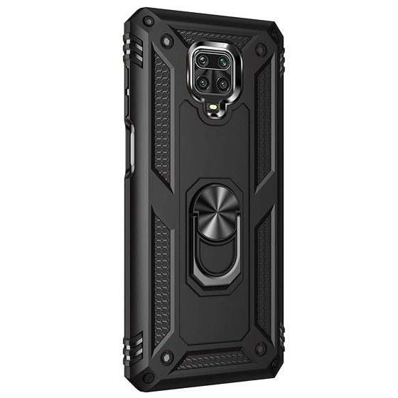 Microsonic Xiaomi Redmi Note 9 Pro Max Kılıf Military Ring Holder Siyah