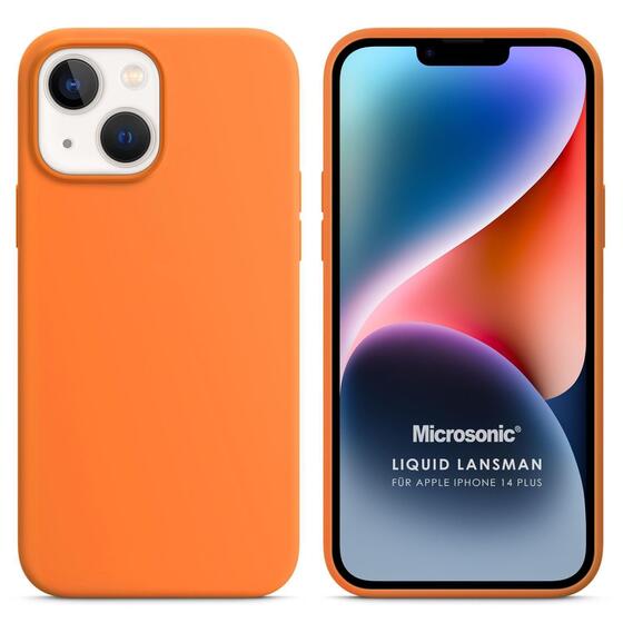 Microsonic Apple iPhone 14 Plus Kılıf Liquid Lansman Silikon Turuncu