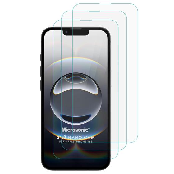 Microsonic Apple iPhone 16e Screen Protector Nano Glass Cam Ekran Koruyucu (3`lü Paket)