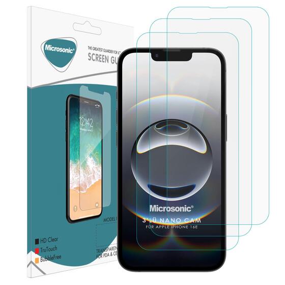 Microsonic Apple iPhone 16e Screen Protector Nano Glass Cam Ekran Koruyucu (3`lü Paket)