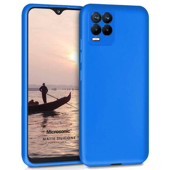 Microsonic Matte Silicone Realme 8 Pro Kılıf Mavi