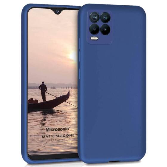 Microsonic Matte Silicone Realme 8 Pro Kılıf Lacivert