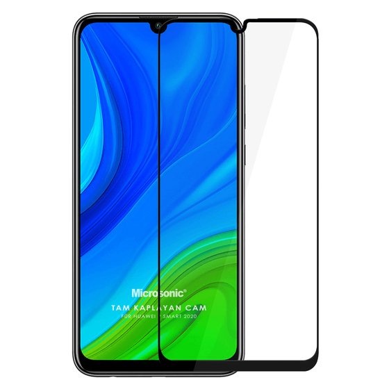 Microsonic Huawei P Smart 2020 Tam Kaplayan Temperli Cam Ekran Koruyucu Siyah