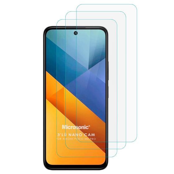Microsonic Xiaomi Poco M6 Pro 5G Screen Protector Nano Glass Cam Ekran Koruyucu (3`lü Paket)