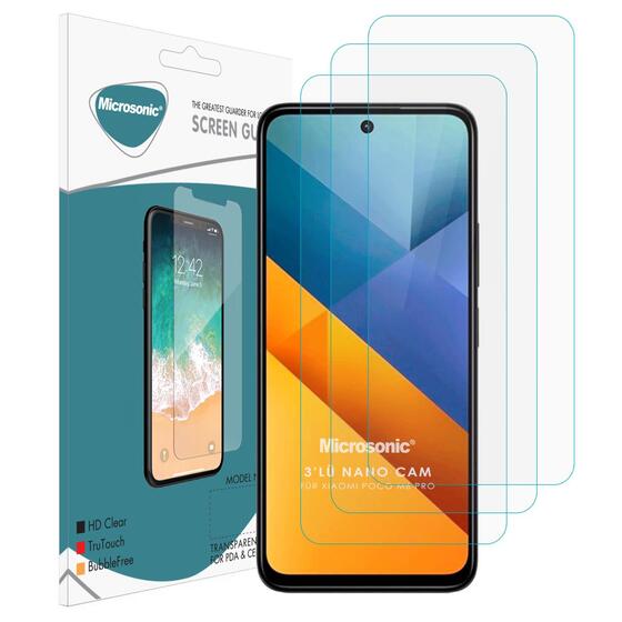 Microsonic Xiaomi Poco M6 Pro 5G Screen Protector Nano Glass Cam Ekran Koruyucu (3`lü Paket)