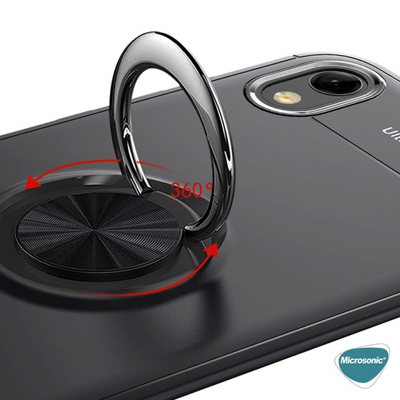 Microsonic Huawei Y5 2019 Kılıf Kickstand Ring Holder Siyah