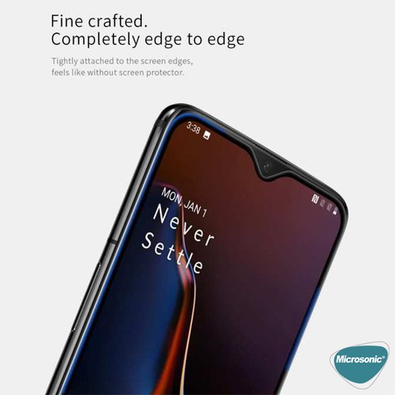 Microsonic OnePlus 7T Tam Kaplayan Temperli Cam Ekran Koruyucu Siyah